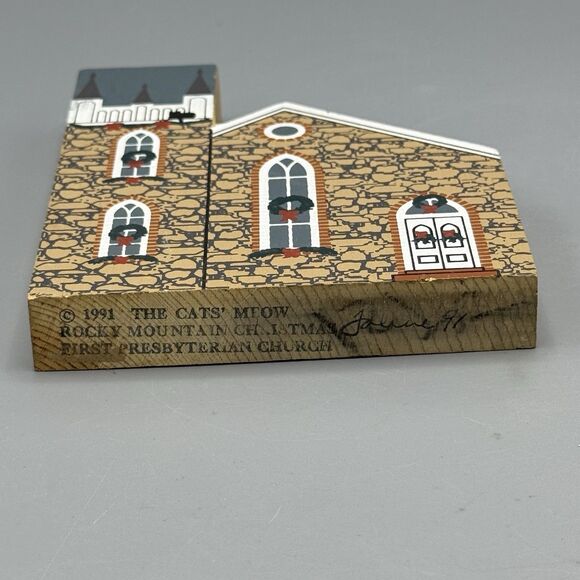 1991 Cats Meow Rocky Mountain Christmas 1st Presbyterian Church Faline Shelf Sit - Picture 3 of 6